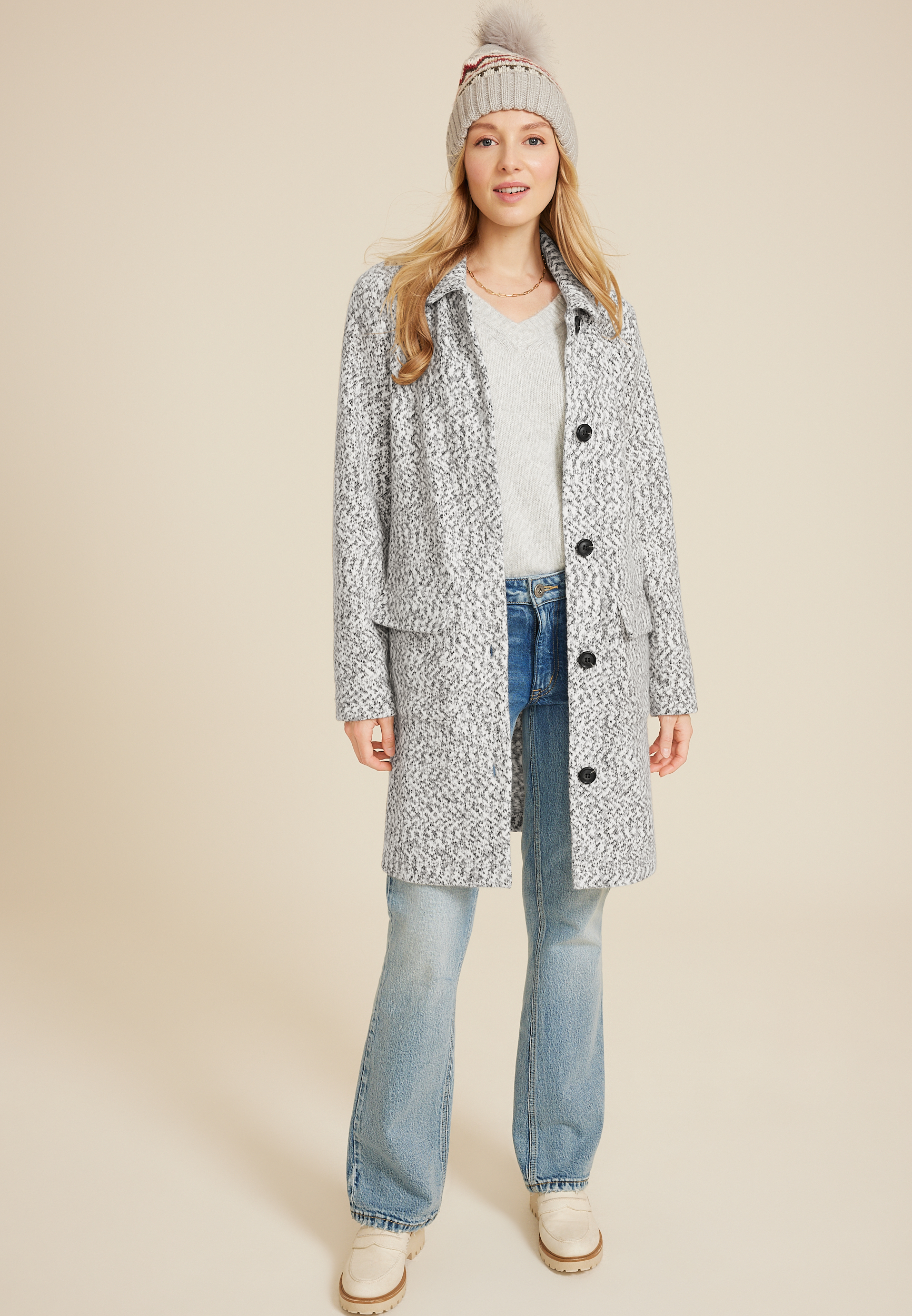 Gray Textured Longline Coatigan, C1755, large