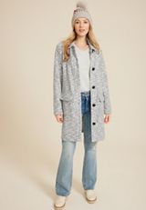 Gray Textured Longline Coatigan, C1755, small