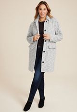 Plus Size Gray Textured Coatigan, C1755, small
