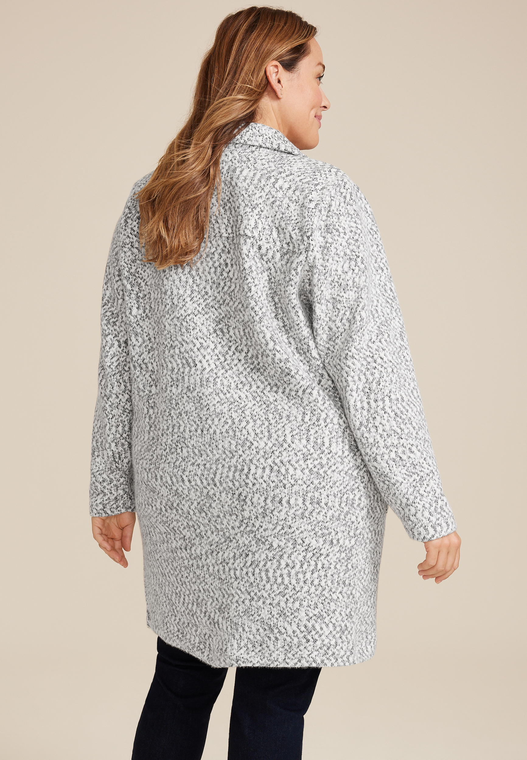 Plus Size Gray Textured Coatigan, C1755, large