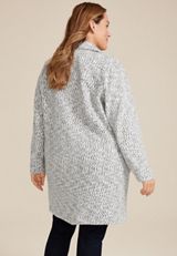 Plus Size Gray Textured Coatigan, C1755, small