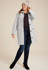 Plus Size Gray Textured Coatigan, C1755, small