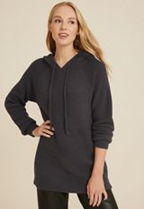 Waffle Knit Hooded Tunic, C3407, small