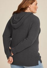 Plus Size Waffle Knit Raglan Tunic Hoodie, C3407, small