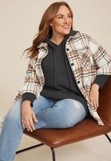 Plus Size Waffle Knit Raglan Tunic Hoodie, C3407, small
