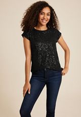 edgely&trade; Sequin Short Sleeve Tee, C106, small
