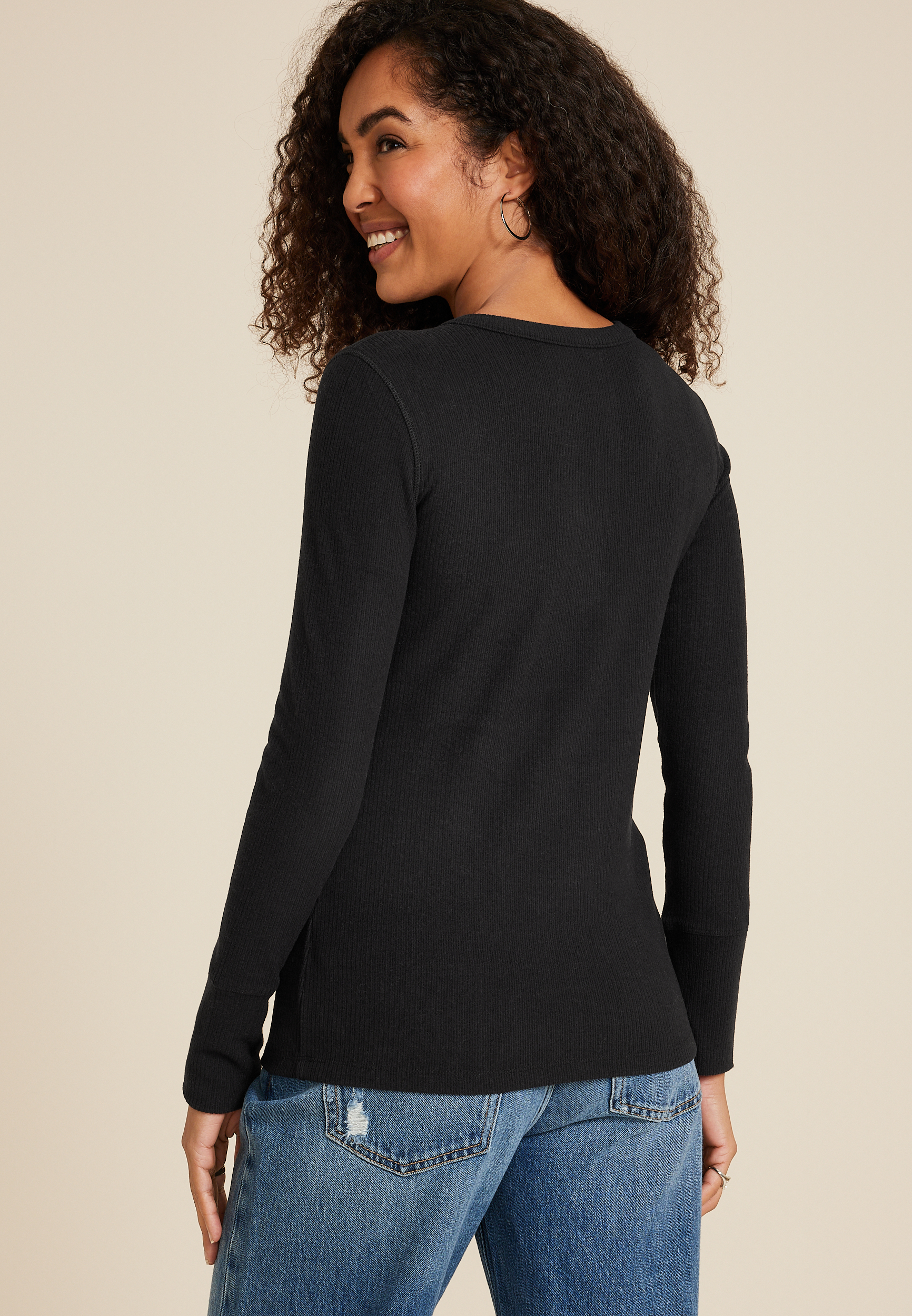 Softest Split Neck Henley Thermal Tee