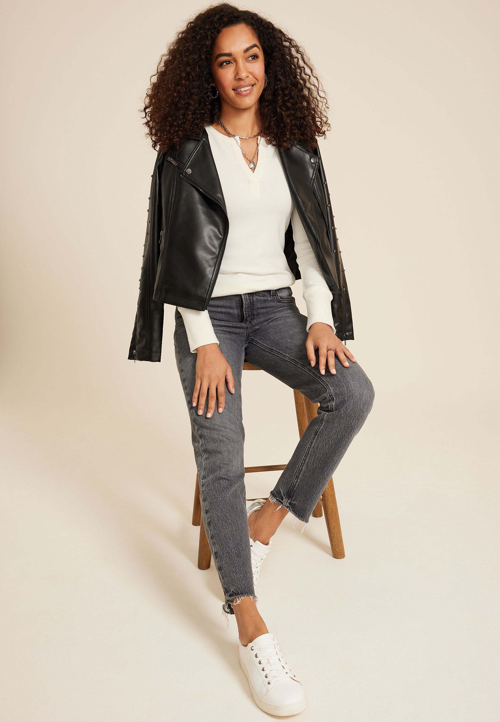 Softest Split Neck Henley Thermal Tee, C2789, large