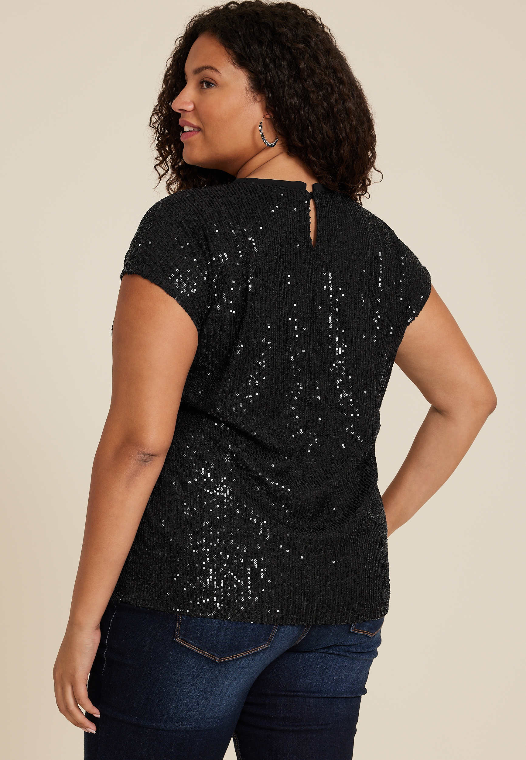Plus Size edgely&trade; Sequin Short Sleeve Tee, C106, large