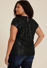Plus Size edgely&trade; Sequin Short Sleeve Tee, C106, small