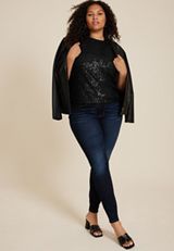 Plus Size edgely&trade; Sequin Short Sleeve Tee, C106, small