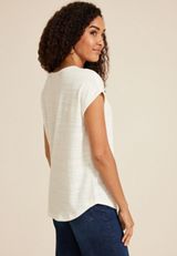 24/7 Clara Textured Short Sleeve Tee, C4673, small