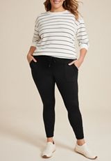 Plus Size Brushed High Rise Legging, BLACK, small