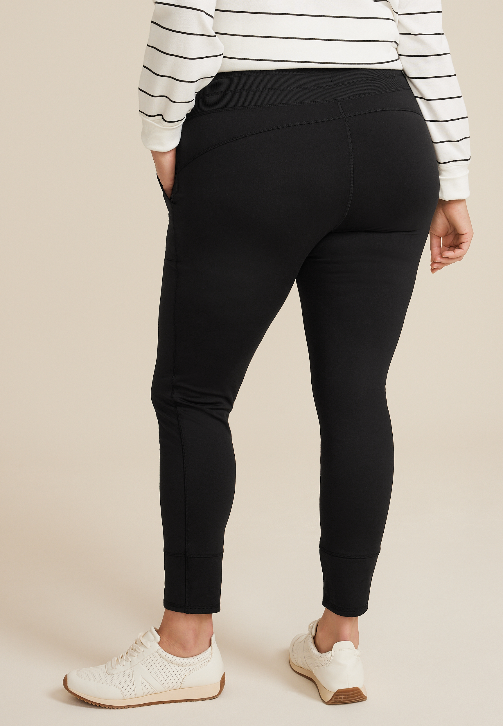 Plus Size Brushed High Rise Legging, BLACK, large