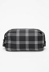 Black Plaid Cosmetic Bag, BLACK COMBO, small