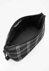 Black Plaid Cosmetic Bag, BLACK COMBO, small
