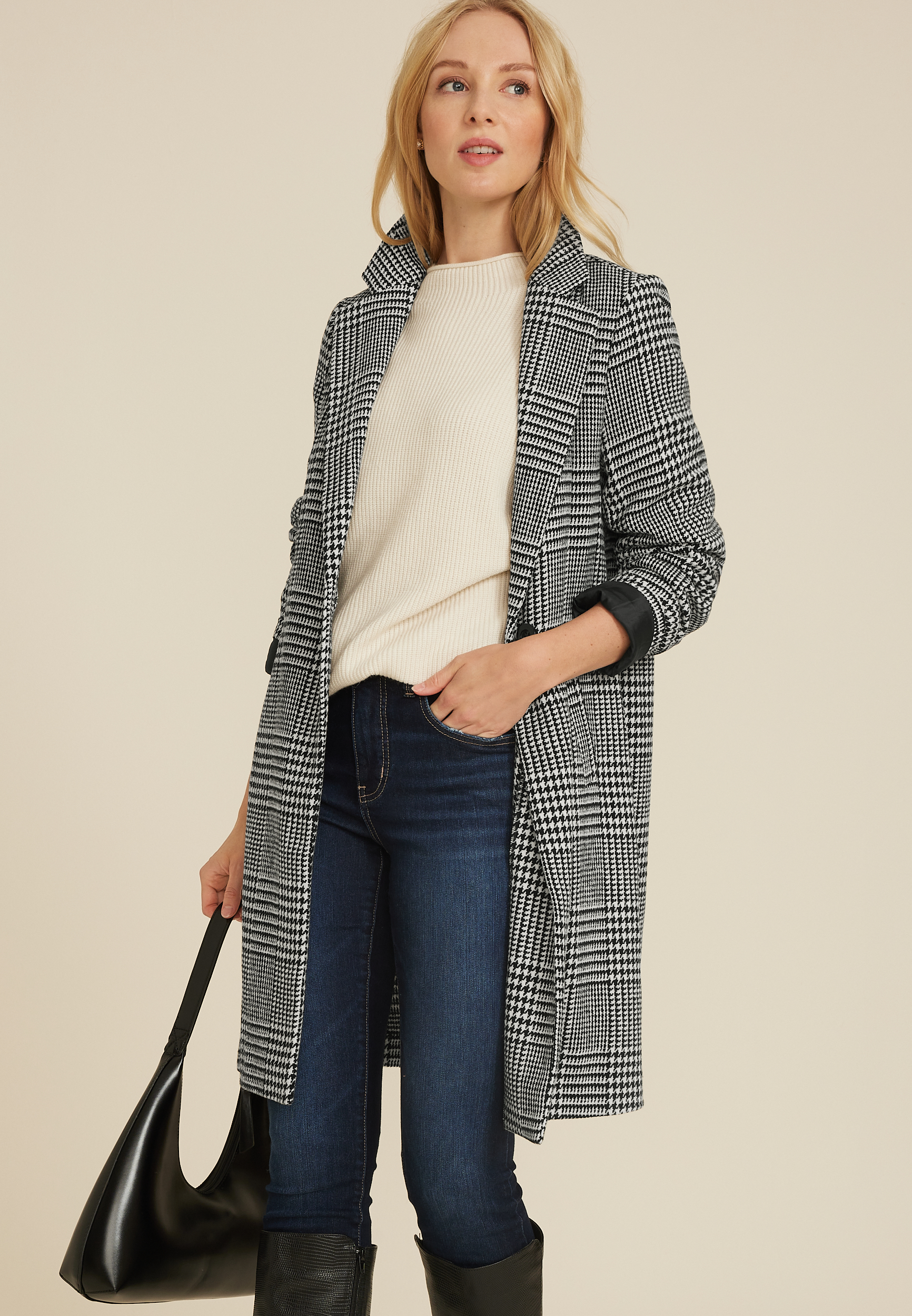 One Button Houndstooth Dress Coat, C1755, large