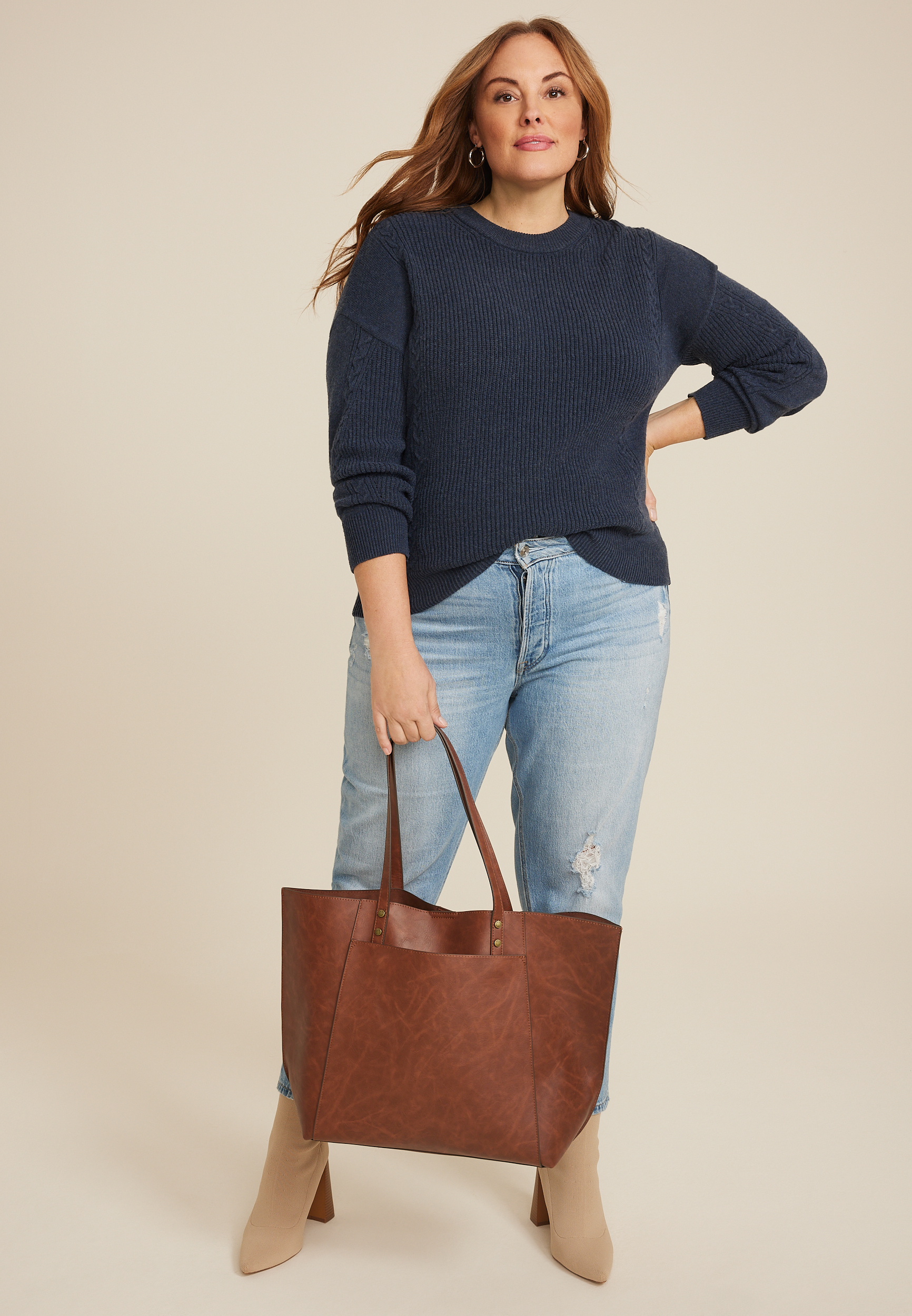 Faux Leather Tote Bag, C1144, large