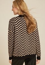 Chevron Open Front Cardigan, BLACK COMBO, small