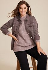 Marled Mock Neck Tunic Sweater, C894, small