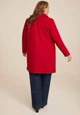Plus Size One Button Dress Coat, REBEL RED, small
