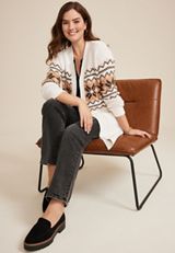 Snowflake Fair Isle Open Front Cardigan, ECRU COMBO, small