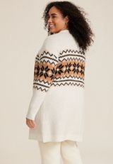 Plus Size Snowflake Fair Isle Open Front Cardigan, C3986, small