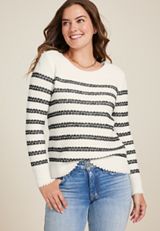 Novelty Stitch Crew Neck Sweater, ECRU COMBO, small