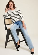 Novelty Stitch Crew Neck Sweater, ECRU COMBO, small