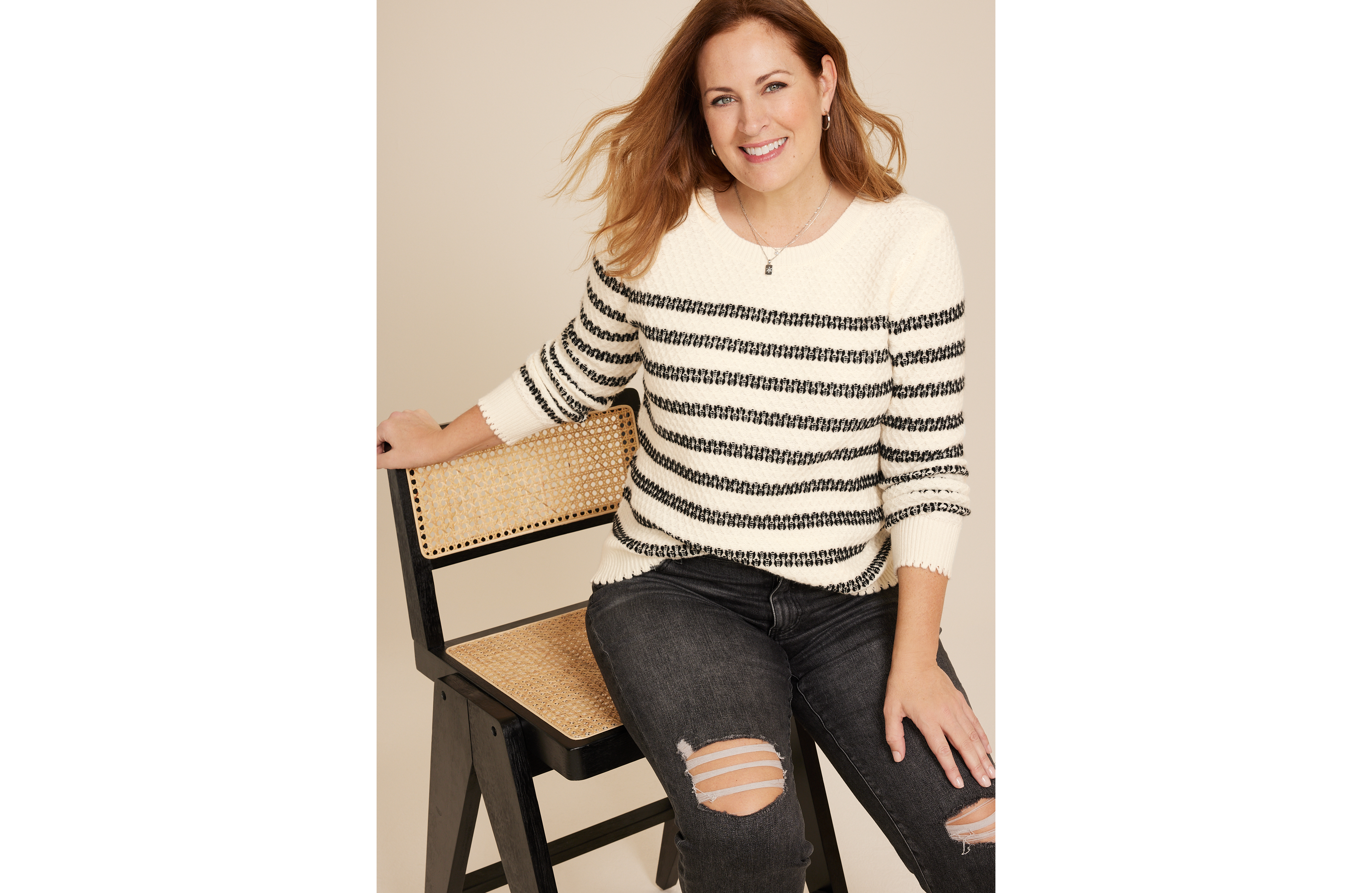 Plus Novelty Stitch Crew Neck Sweater
