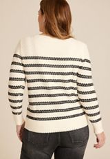 Plus Size Novelty Stitch Crew Neck Sweater, C3986, small