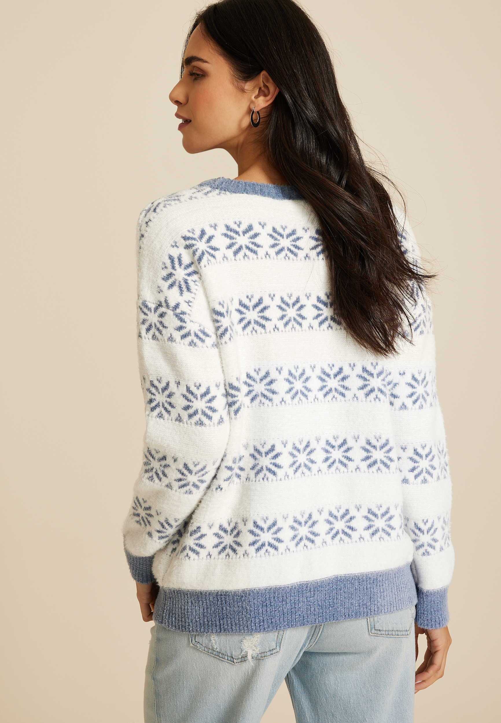 Striped Snowflake Sweater, C3986, large