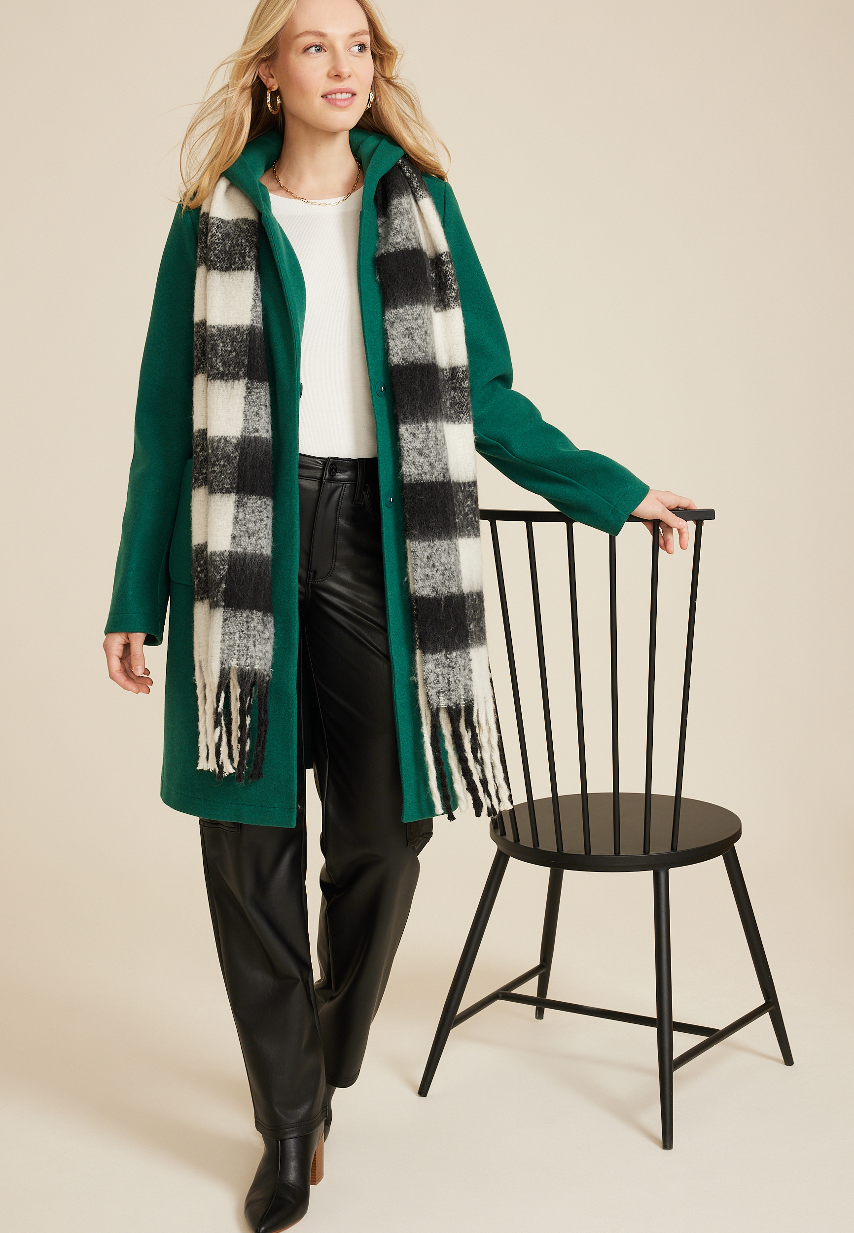 Hooded Dress Coat, C3895, large