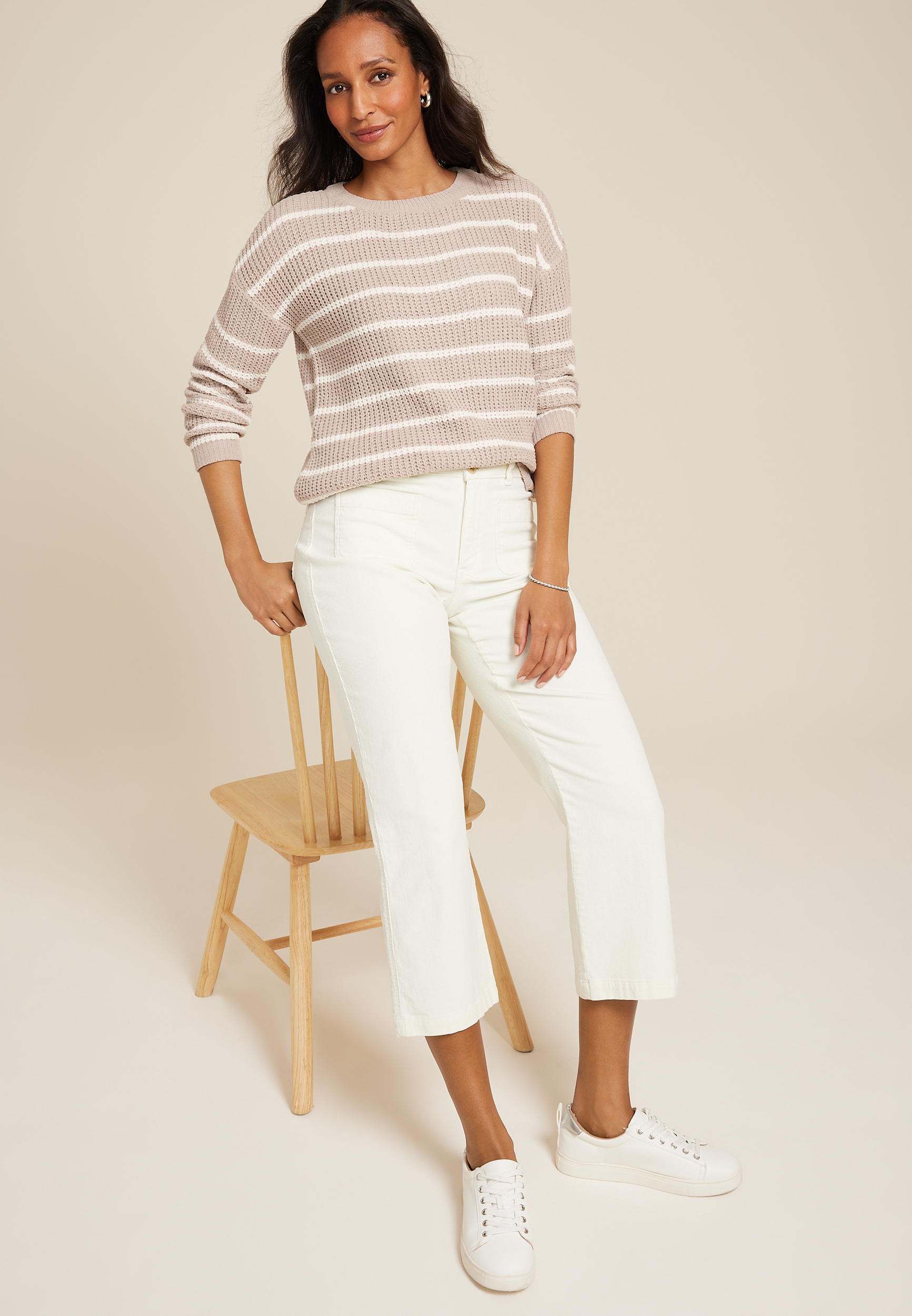 Chenille Striped Sweater, C5521, large