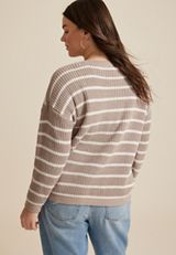 Plus Size Chenille Striped Sweater, C5521, small