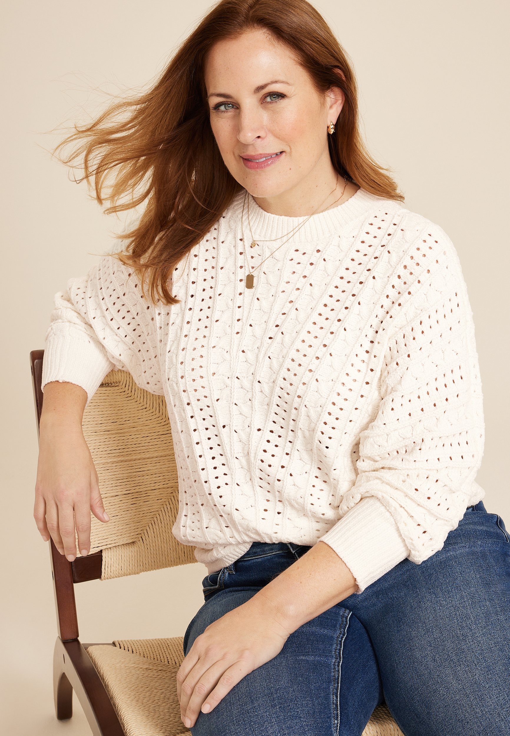 Plus Size Chevron Dolman Sweater, C2789, large