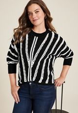 Chevron Stripe Dolman Sweater, C1756, small