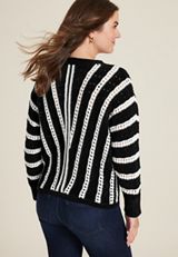 Chevron Stripe Dolman Sweater, C1756, small