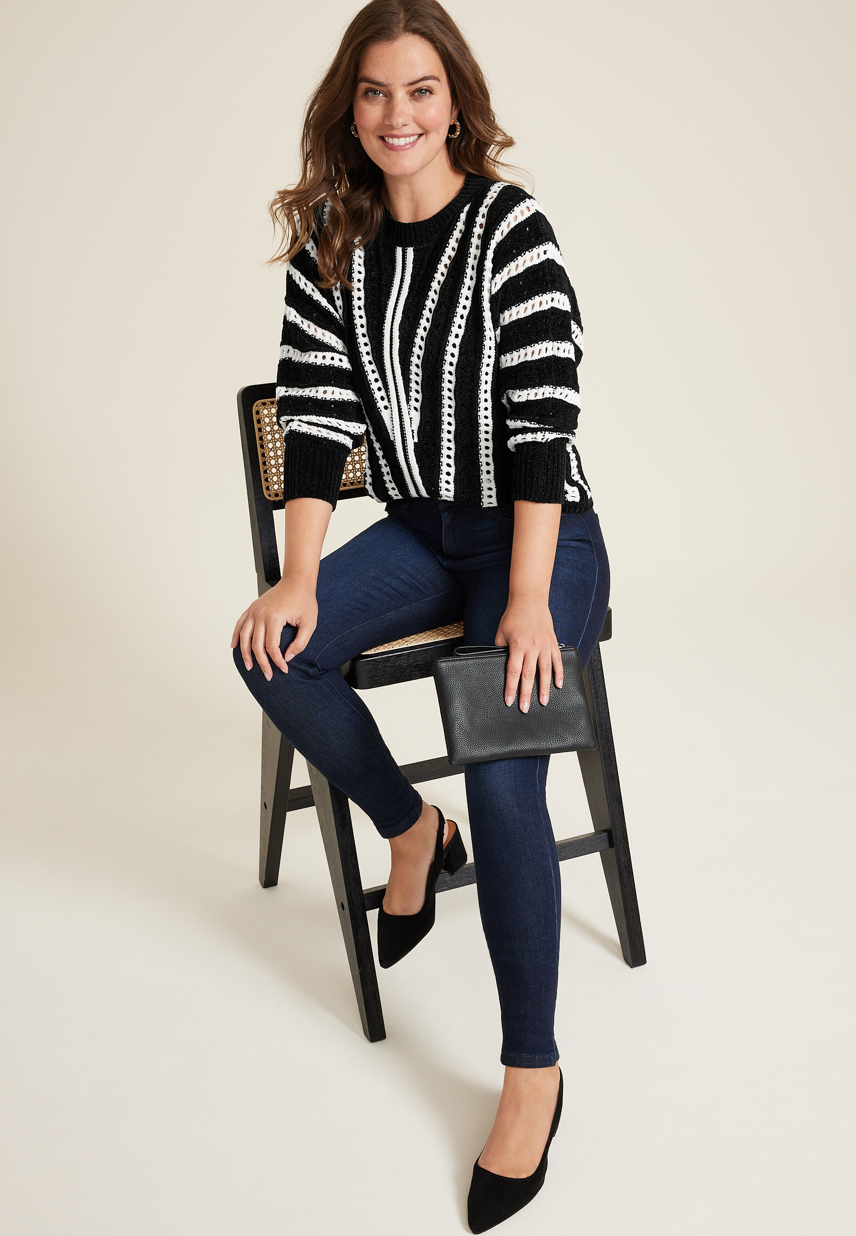 Chevron Stripe Dolman Sweater, C1756, large