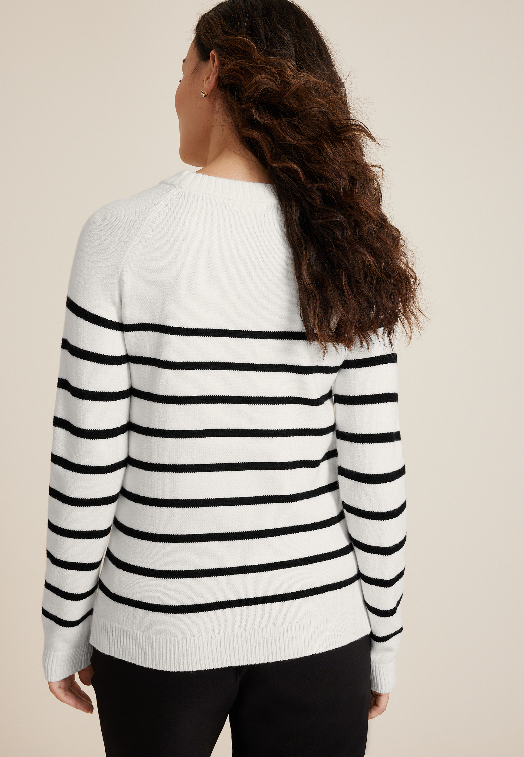 Heart Striped Sweater, ECRU COMBO, large
