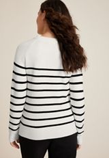 Heart Striped Sweater, ECRU COMBO, small