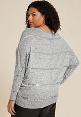 Plus Size 24/7 Dakota Sequin Striped Long Sleeve Dolman Top, C3348, small