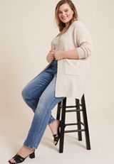 Plus Size Pom Pom Pocket Cardigan, C9748, small