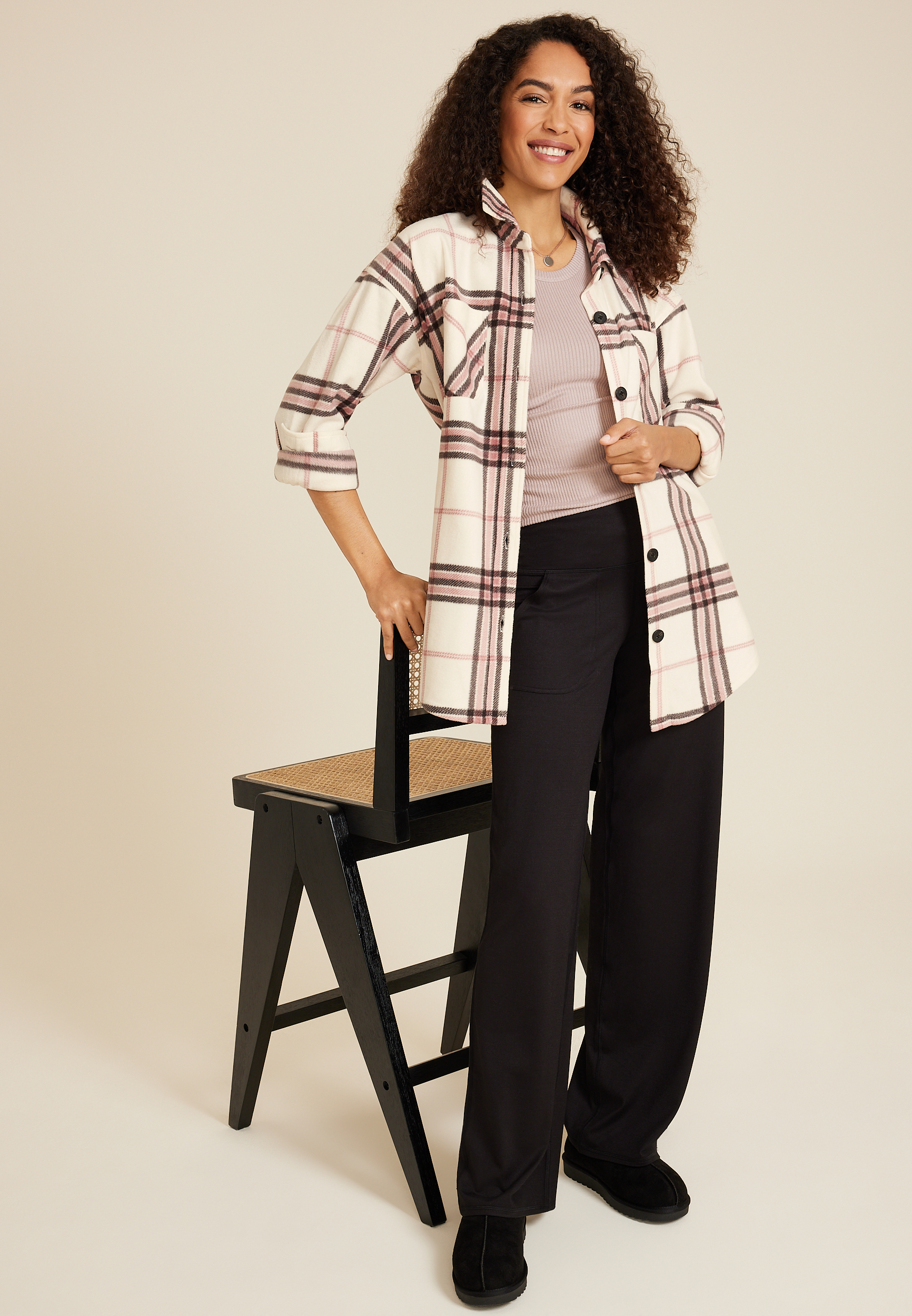 Wilder Plaid Fleece Shacket, C3986, large