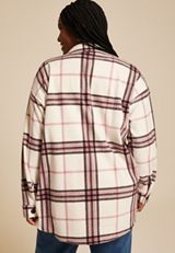 Plus Size Wilder Plaid Fleece Shacket, ECRU COMBO, small