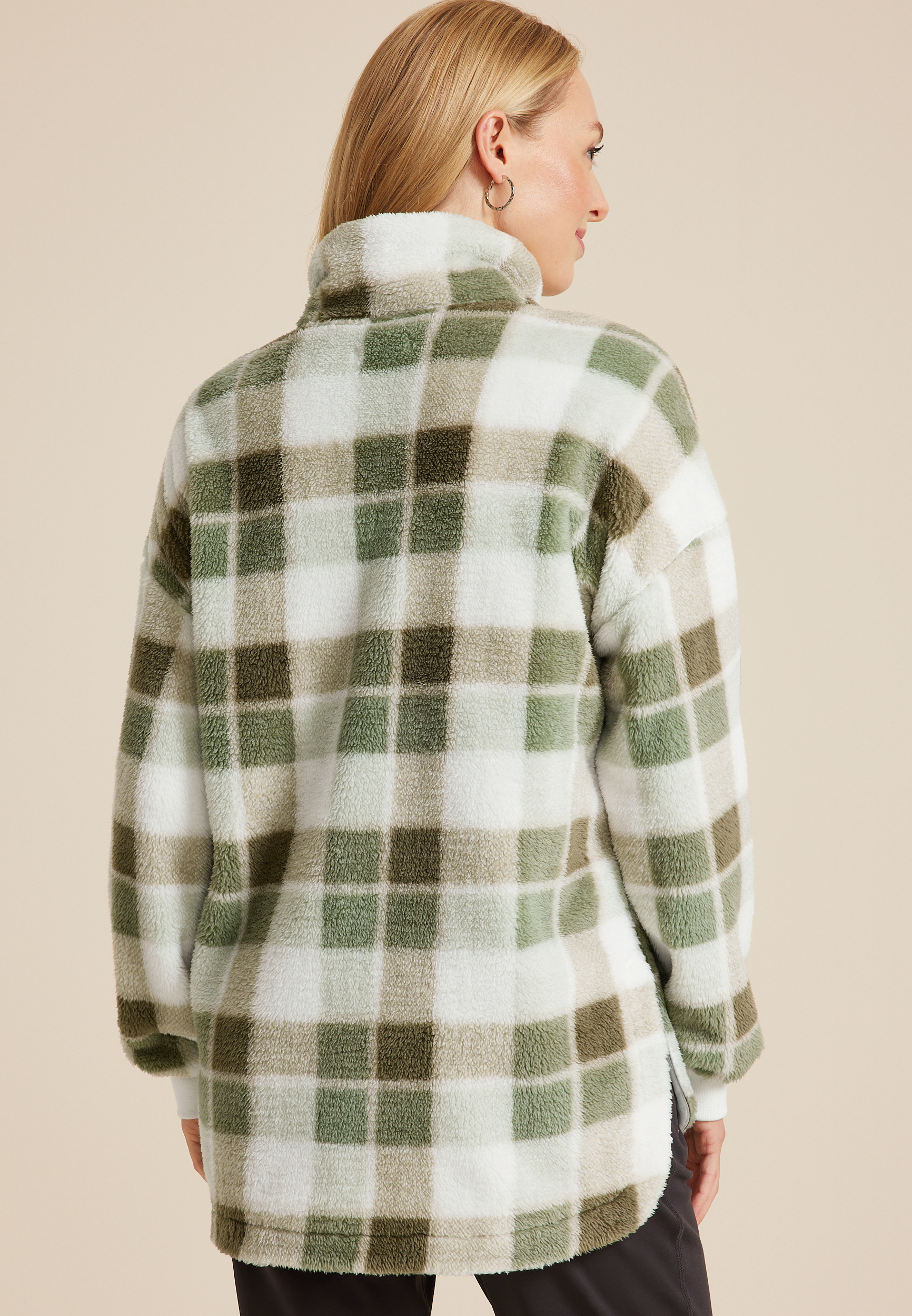 Favorite Sherpa Zip Up Jacket, GREEN COMBO, large