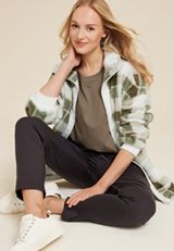 Favorite Sherpa Zip Up Jacket, GREEN COMBO, small