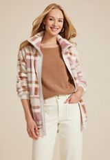 Favorite Sherpa Zip Up Jacket, PINK COMBO, small
