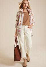 Favorite Sherpa Zip Up Jacket, PINK COMBO, small