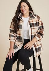 Plus Size Favorite Sherpa Zip Up Jacket, NEUTRAL COMBO, small